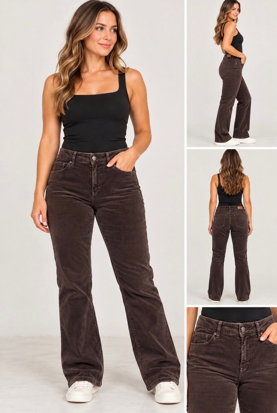 Violeta Mango Corduroy Pants 16 Brown Bootcut Flare Y2K Boho Plus Size